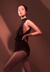 Richie. Cotton Playsuit. Noir
