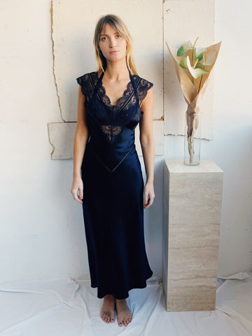 Teddy. Silk Slip. Noir