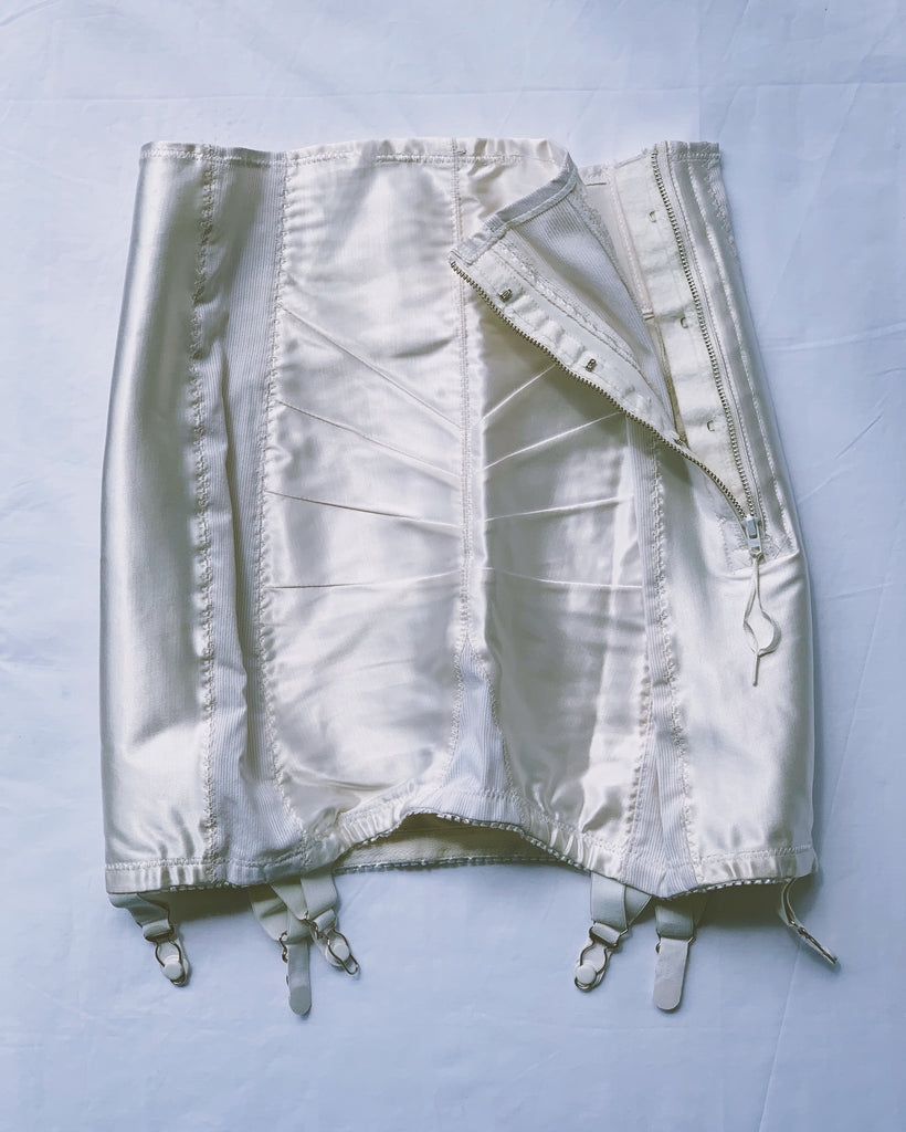 vintage 1950's 6 garter open girdle shaper skirt.