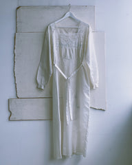 vintage 1940's rayon satin nightgown with appliqué lace accents.