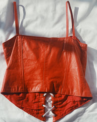 vintage red leather bustier.