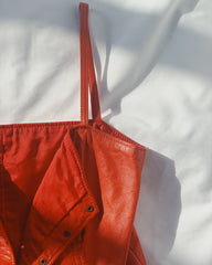 vintage red leather bustier.