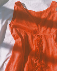 vintage red nylon babydoll slip dress.