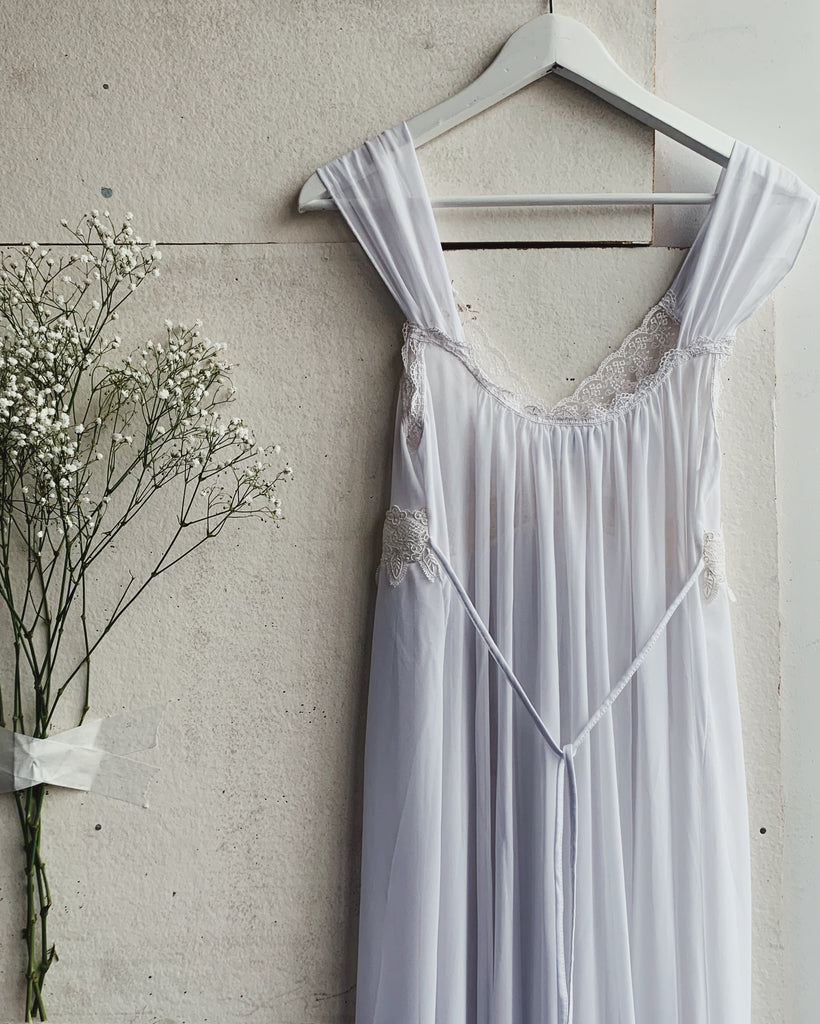 white chiffon slip dress 1930s Chiffon Slip Dress - S/M