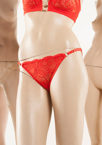 Clive. Lace Narrow Knicker. Redhot
