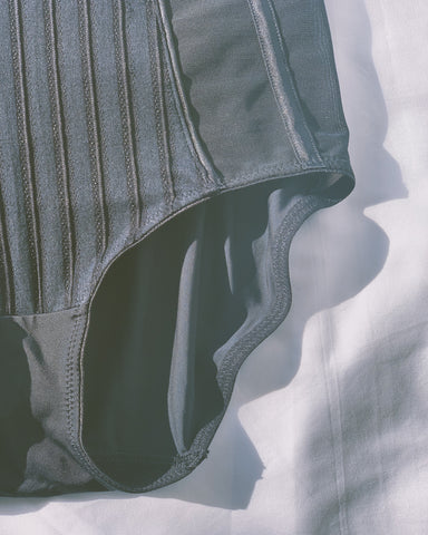 vintage high-waisted mesh & pinstripe knickers.