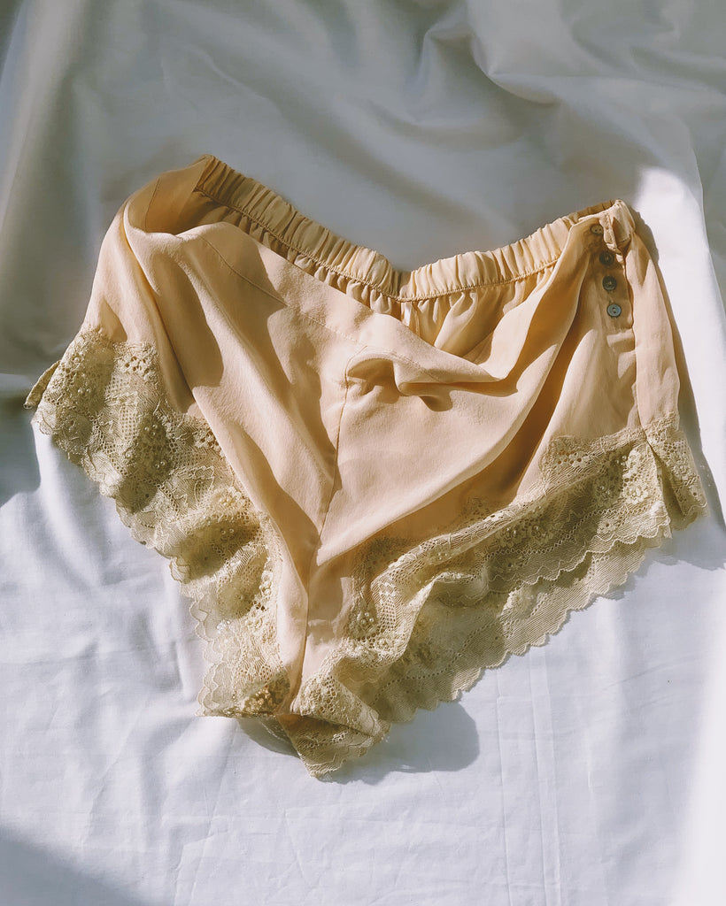 vintage silk shorts.
